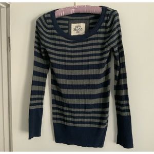 MUDD KNIT COTTON STRIPE. LONG SLEEVE TOUND NECK T SHIRT  LARGE